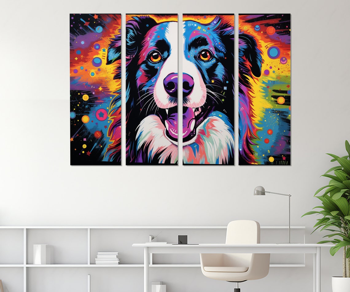 Border Collie Pop Art Colorful Cosmic Starry Background Dog Poster - Image 2