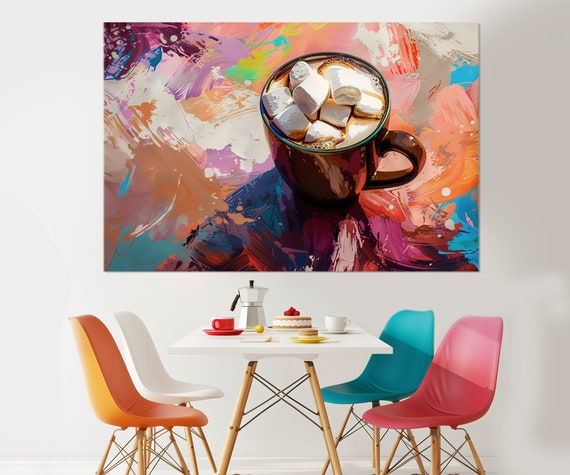 Hot Cocoa With Marshmallows Print Hot Chocolate Poster Cafe Wall Decor Coffee Wall Art Cocoa Art Framed And Ready To Hang