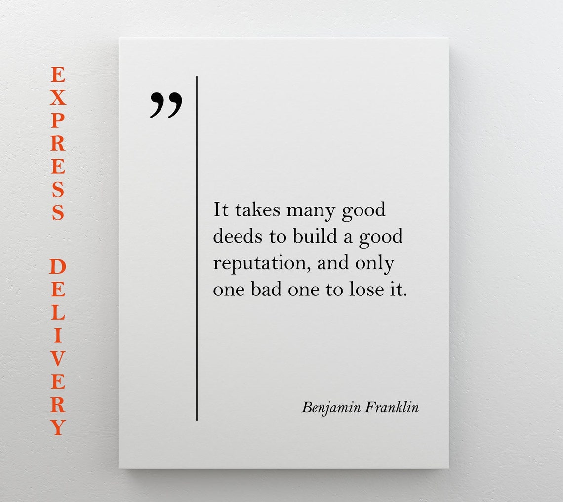 Benjamin Franklin Good Reputation Quote Minimalist Print Gift - Image 4