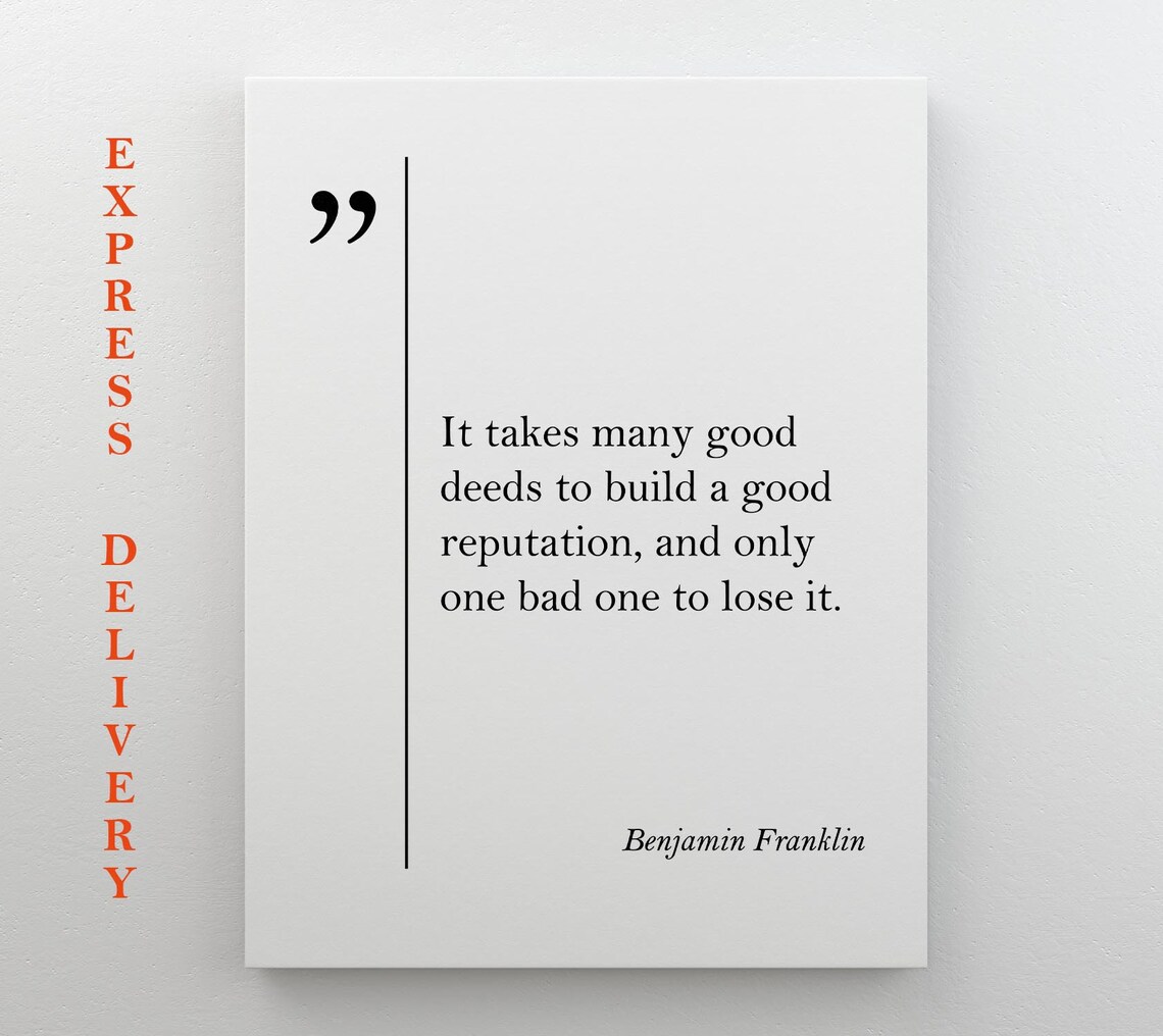 Benjamin Franklin Quote Print Benjamin Franklin Print Motivation Wall Art Business Partner Gift Graduation Gift Reputation Print - Image 4