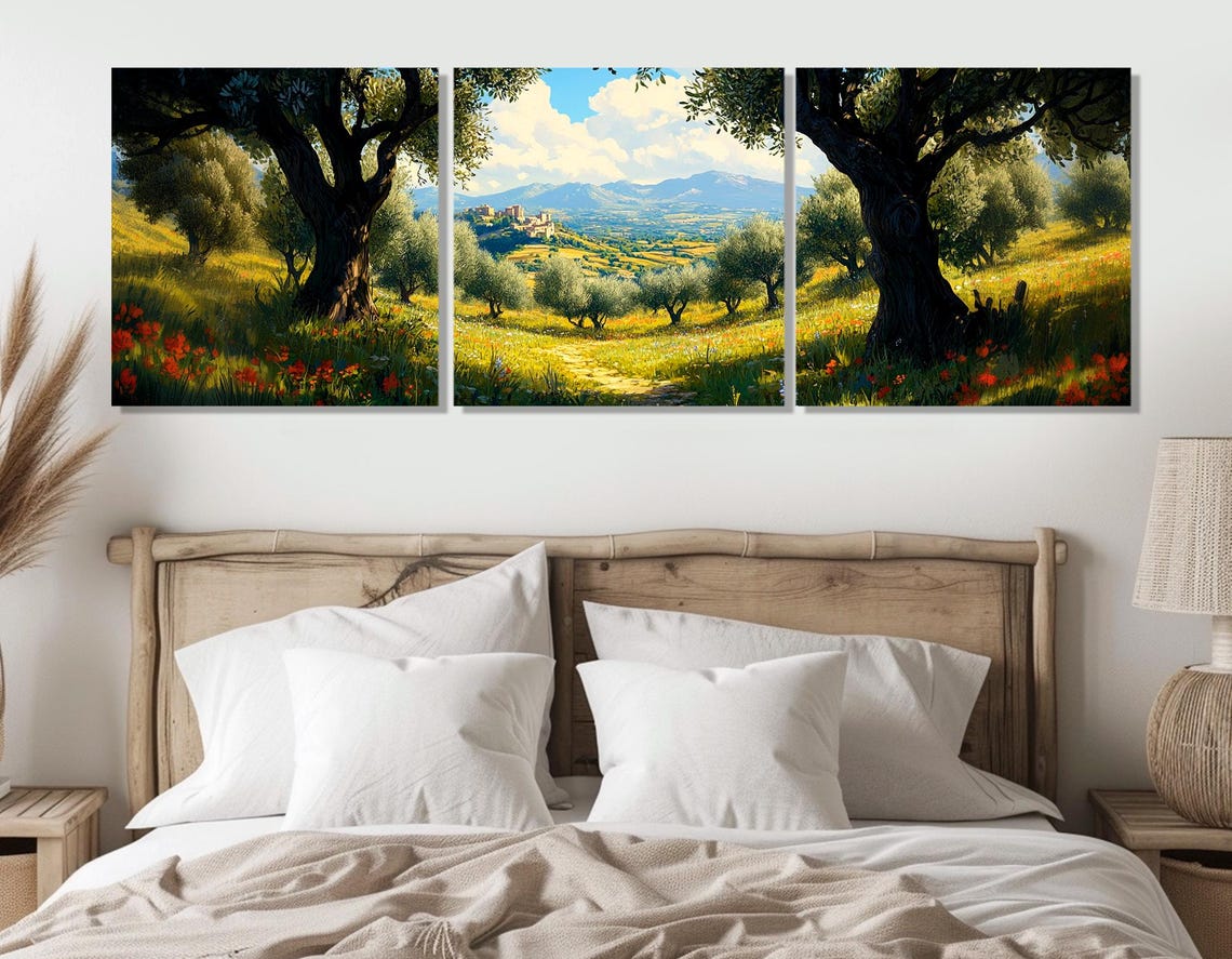 Olive Grove In The South Of France Painting Print Olive Trees In Provence Wall Art Panoramic France Landscape Framed Ready To Hang - Image 4