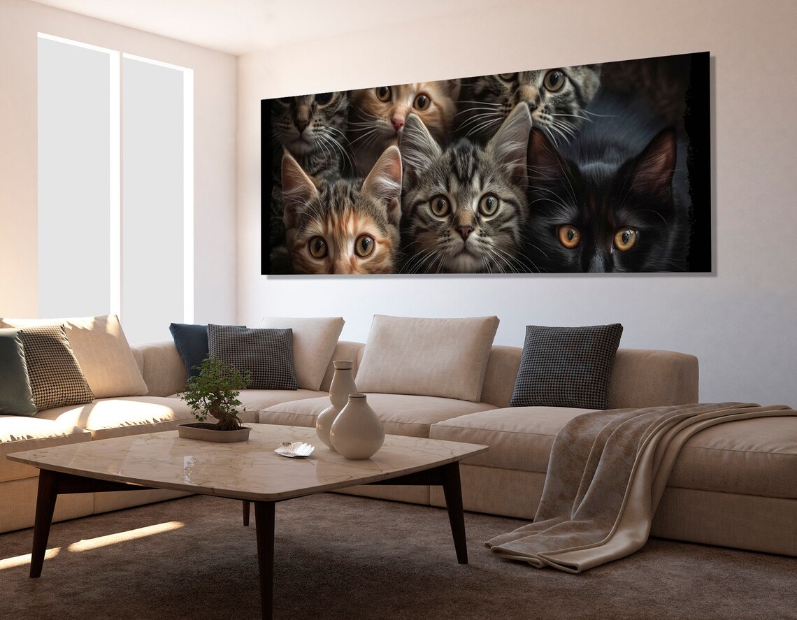 Cute Kittens Close Up Curious Faces Funny Cats Portrait Wall Art Poster - Image 2