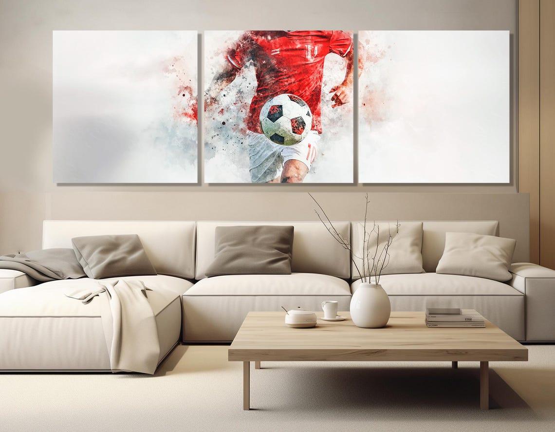 Abstract Soccer Print Soccer Watercolor Painting Soccer Fan Gift Soccer Wall Art Sports Bar Wall Decor Framed And Ready To Hang - Image 4