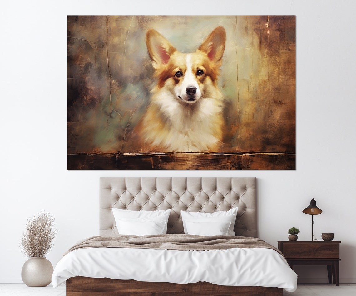Adorable Corgi Portrait Triptych Warm Tones Cute Dog Lover Art Poster - Image 4