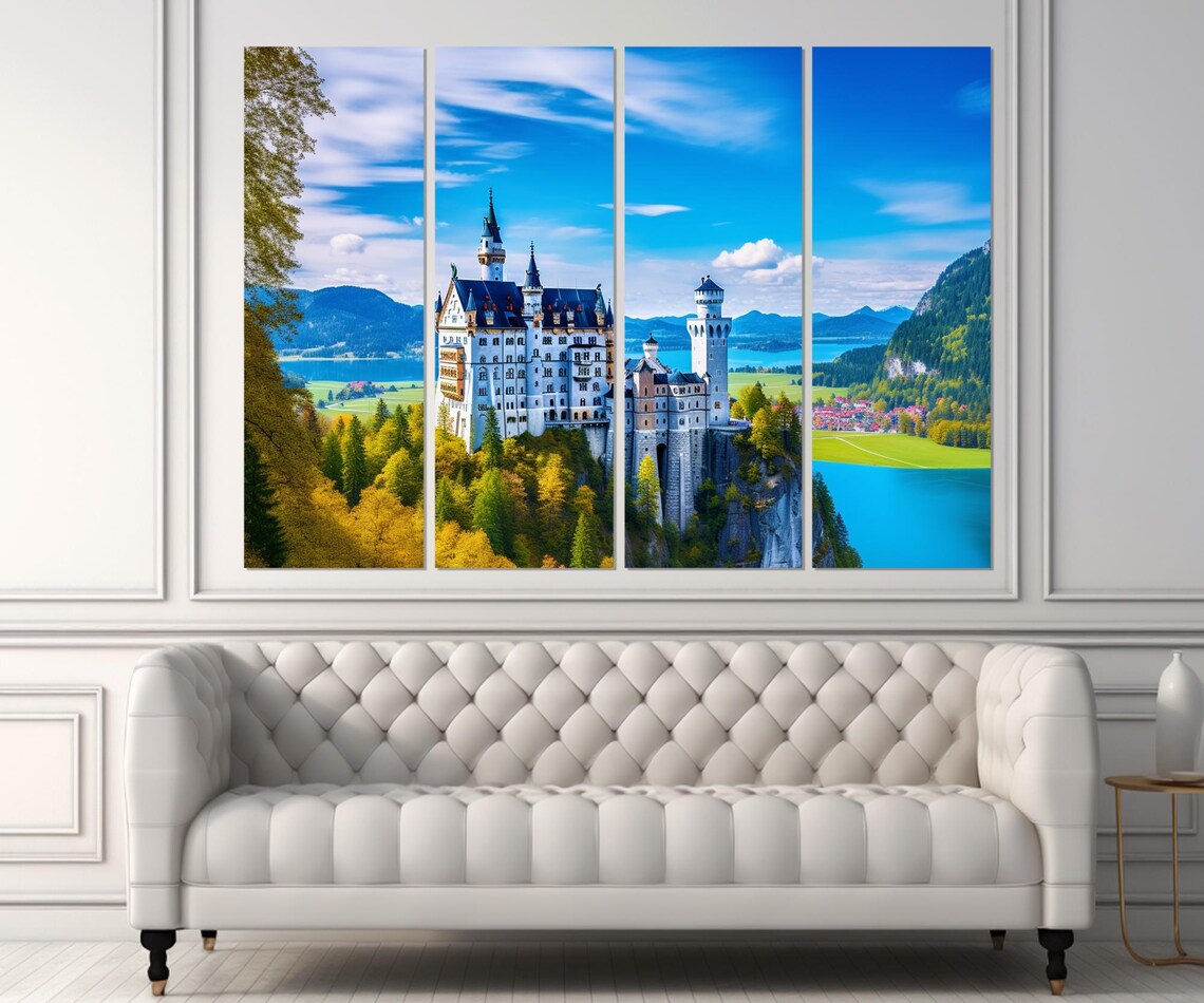 Neuschwanstein Castle Abstract Art Print, German Landmark - Image 3