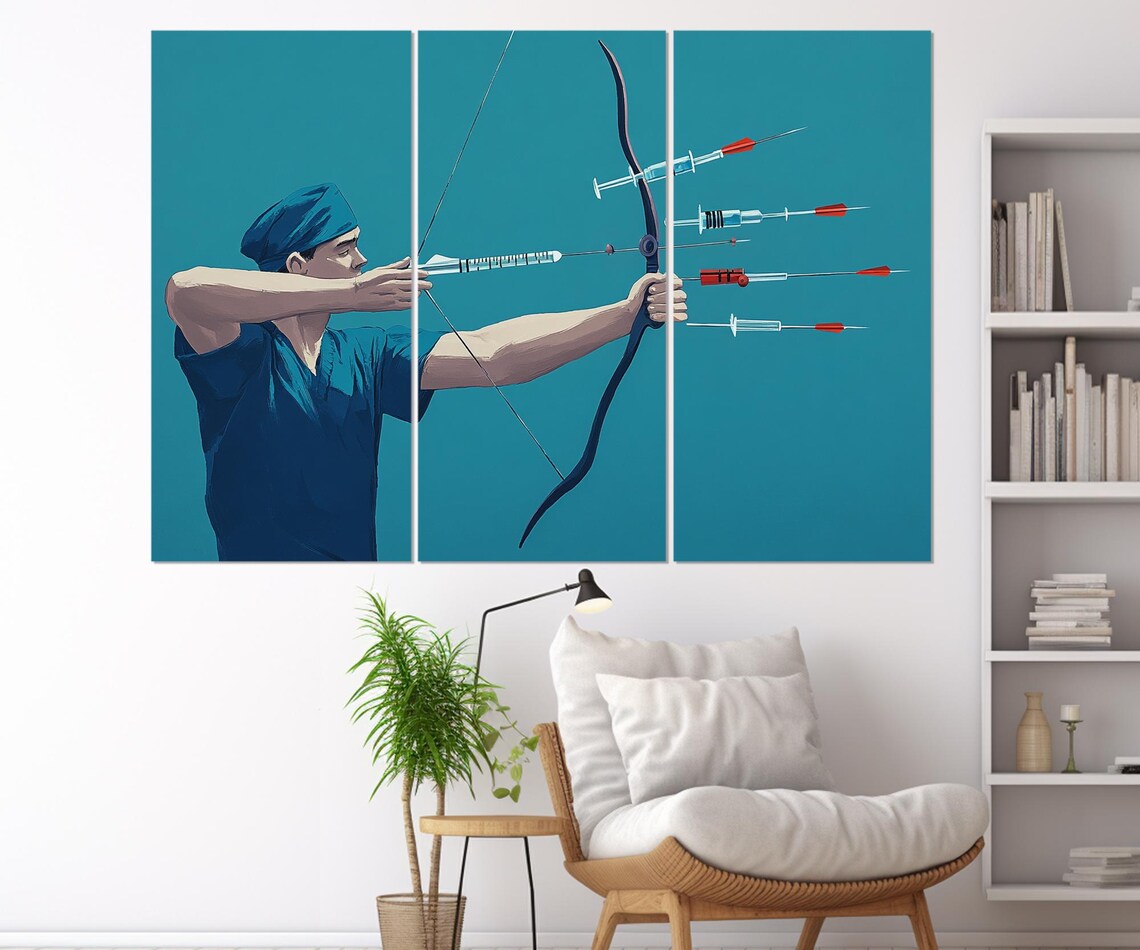 Doctor Archer Syringe Bow Art Bold Healthcare Painting Wall Art Print - Image 4