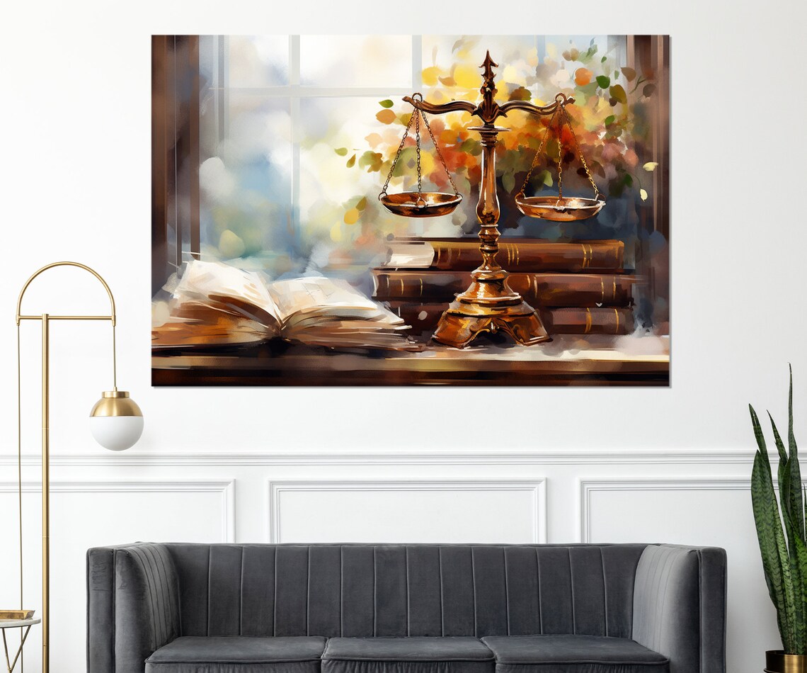 Justice Vintage Law Scales Art Print, Office Decor - Image 2