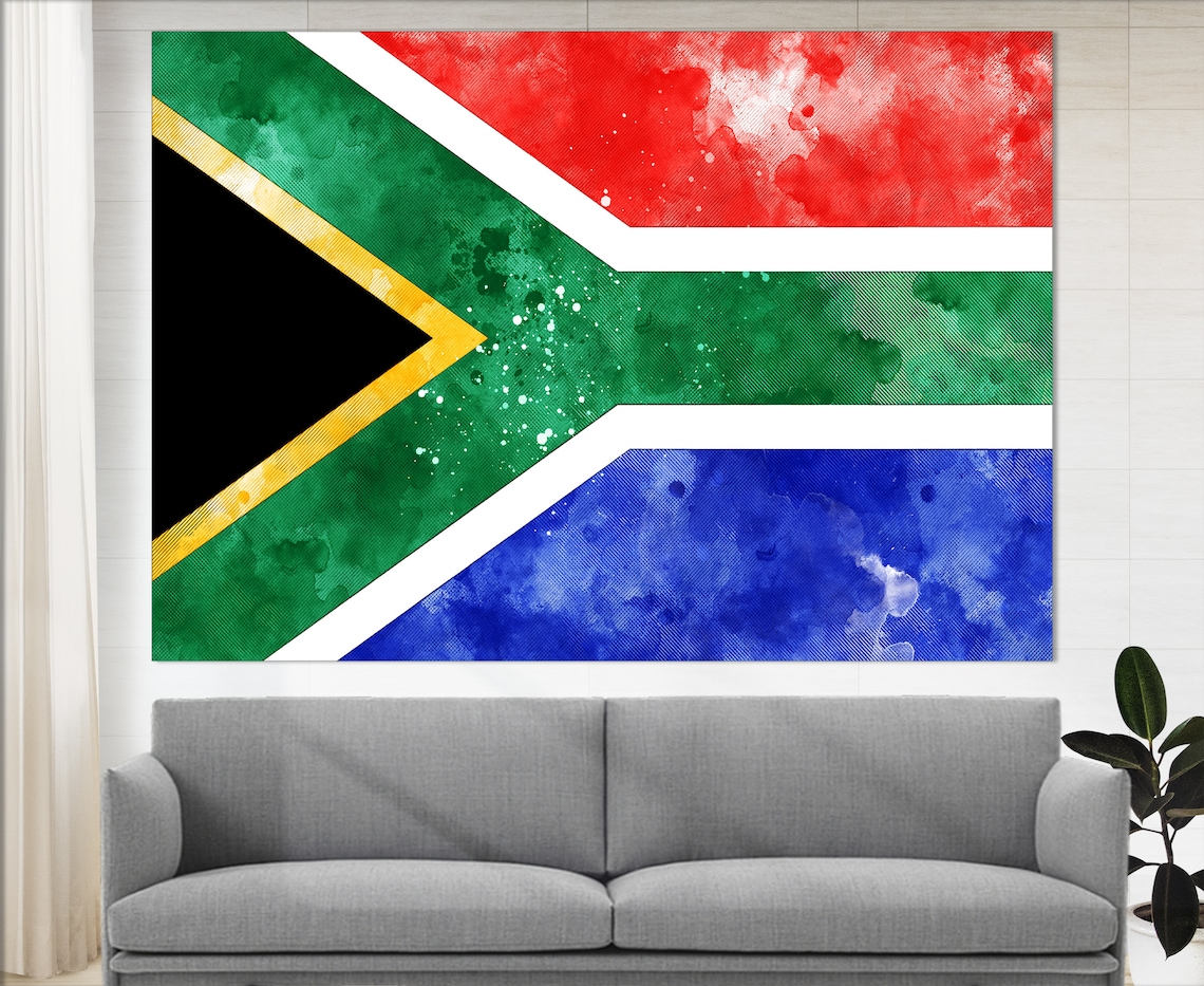 South Africa Flag Grunge Watercolor Vibrant Rainbow Nation Wall Poster