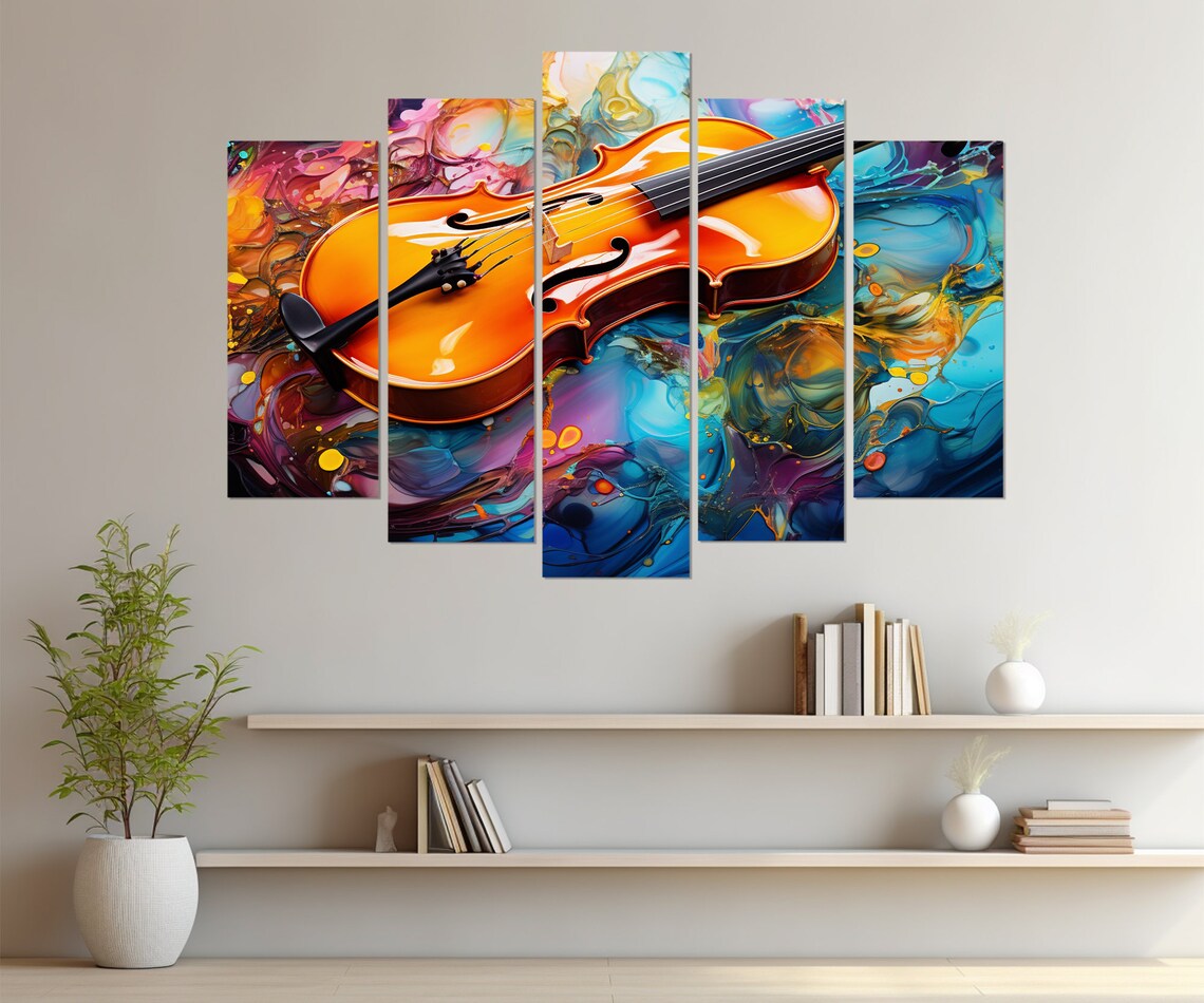 Colorful Violin Abstract Musical Art Vibrant Instrument Poster - Image 3