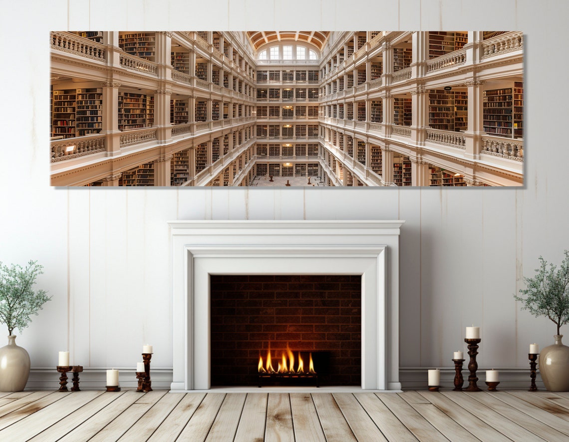 Large Library Print Library Wall Art Abstract Library Poster Librarian Gift Reading Wall Art Framed And Ready To Hang - Image 2