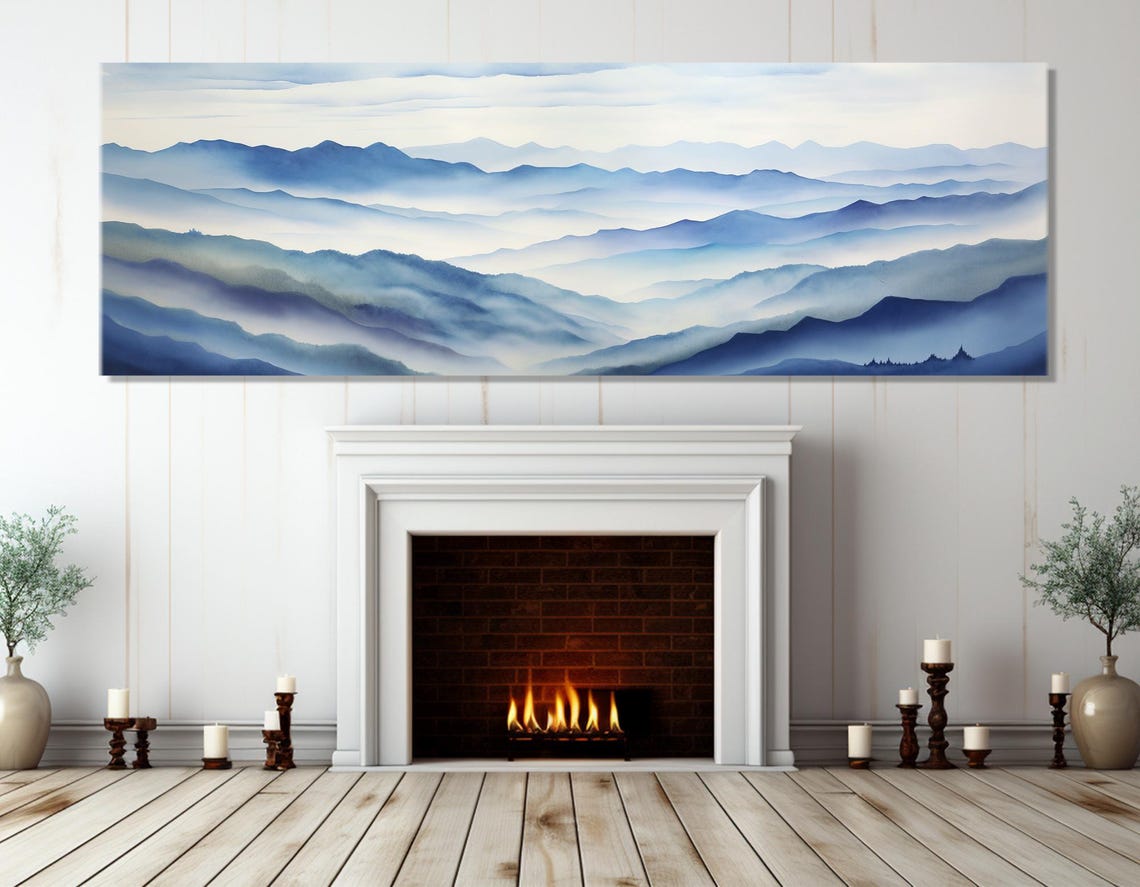 Blue Ridge Mountains Misty Layered Peaks Watercolor Nature Poster - Image 2