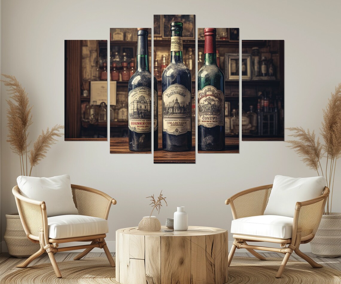 Vintage Wine Bottles Art Print, Winery Wall Decor - Image 3
