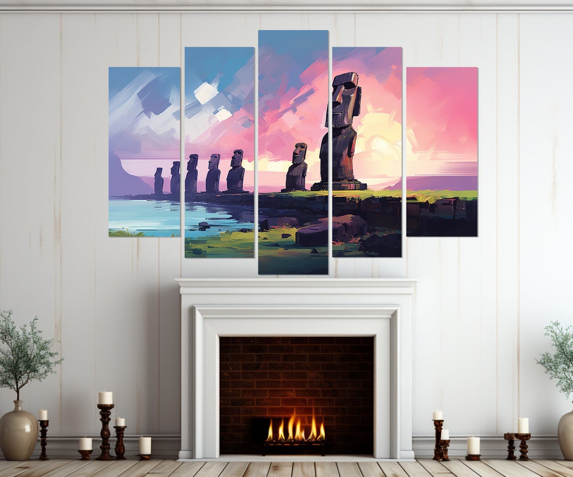 Easter Island Painting Print Chile Art Chile Wall Art Framed And Ready To Hang - Image 4