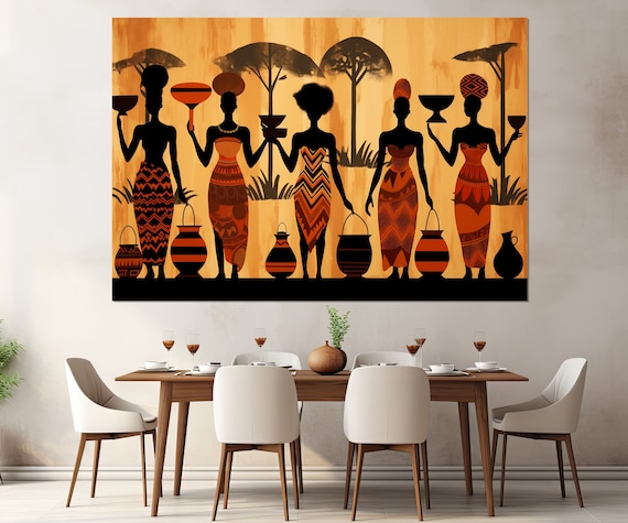 Ethnic African Wall Art Abstract African Women Print Framed And Ready To Hang