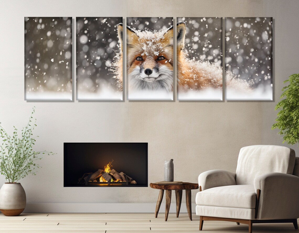Sly Fox in Snowy Forest, Winter Forest Art Print - Image 2