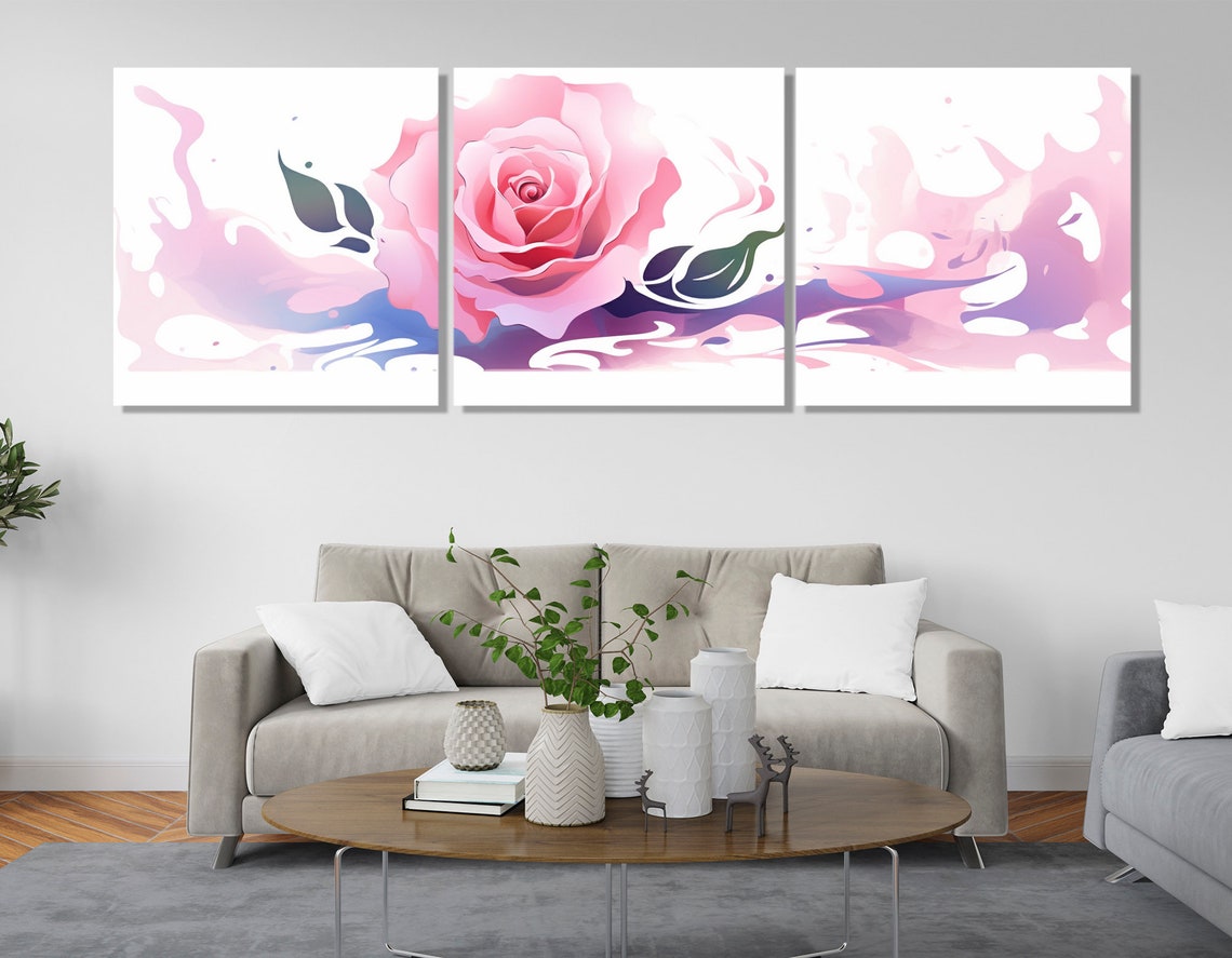 Pink Rose Watercolor Splash Romantic Floral Bloom Soft Art Poster - Image 4