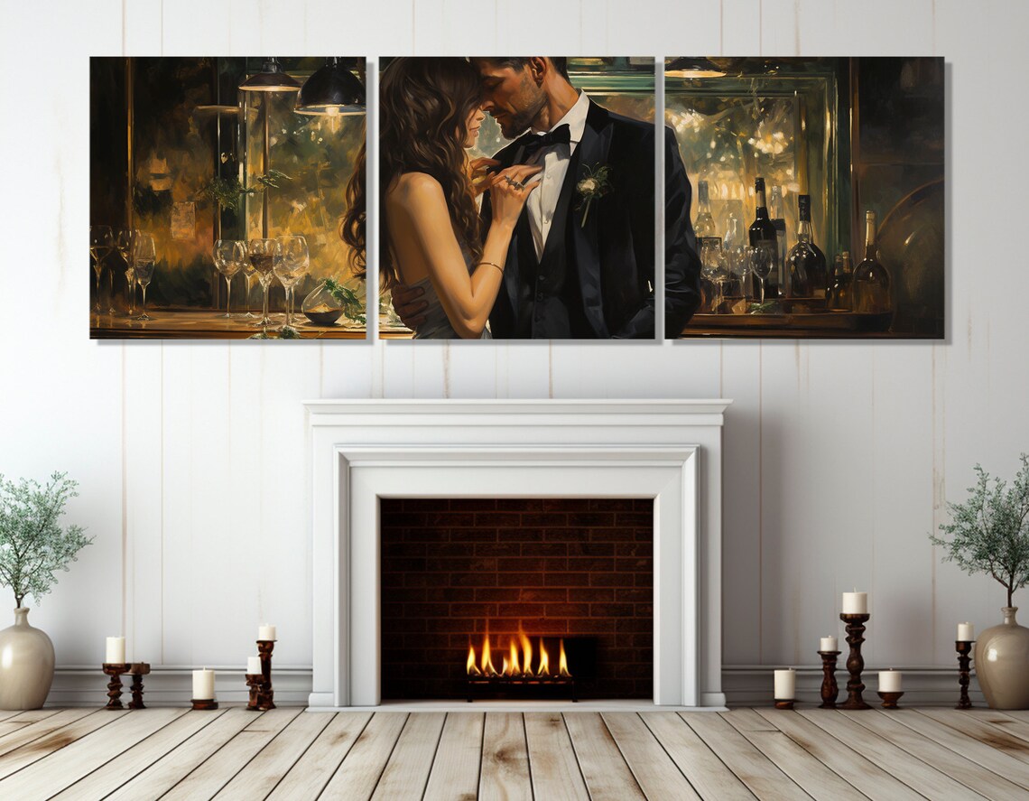 Elegant Couple At Cocktail Bar Tuxedo Romance Warm Bokeh Night Poster - Image 4