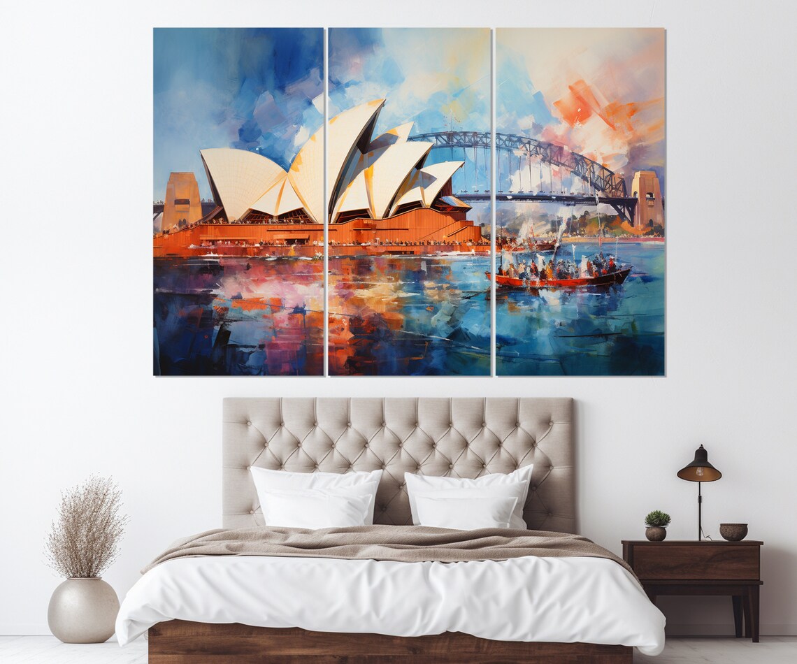 Sydney Opera House Retro Oil Painting Poster, Australia - Image 3