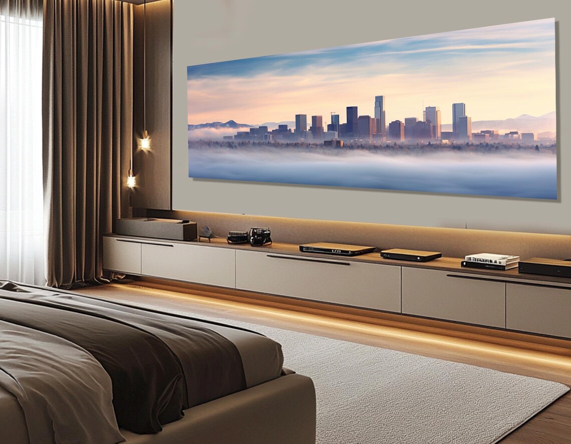 Denver Skyline Rising Above Morning Fog With Rocky Mountains Poster - Image 2