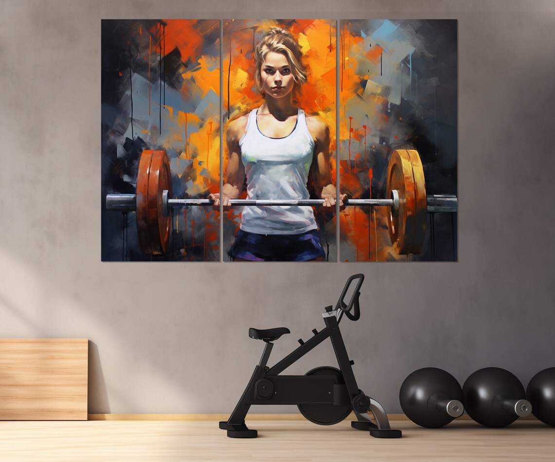 Fitness Girl Painting Print, Workout Wall Art - Image 4