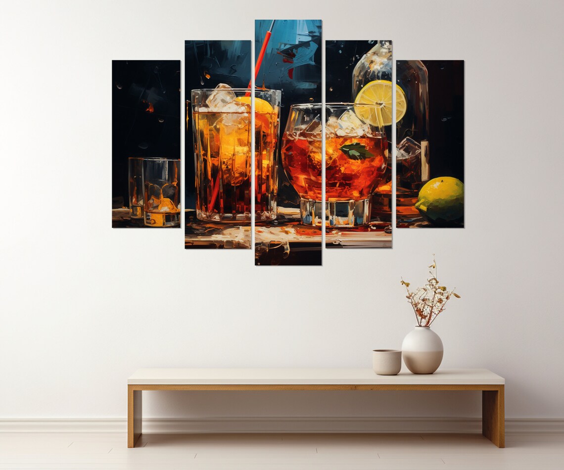Abstract Alcohol Drinks Painting Print Alcohol Wall Art Alcohol Art Barman Gift Framed And Ready To Hang - Image 2