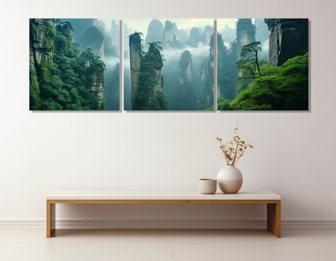 Zhangjiajie National Forest Park Misty Stone Pillars China View Poster - Image 4
