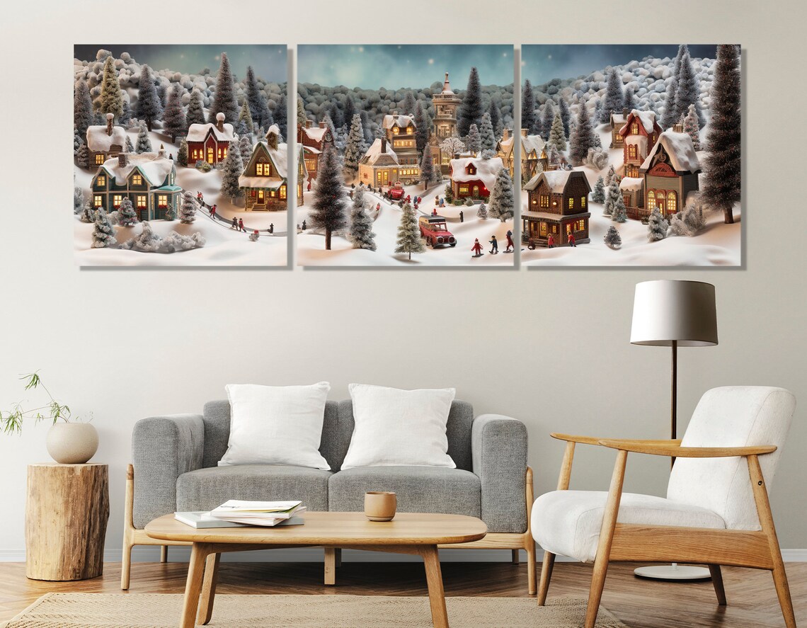 Christmas Village Abstract Art Print, Winter Decor - Image 4