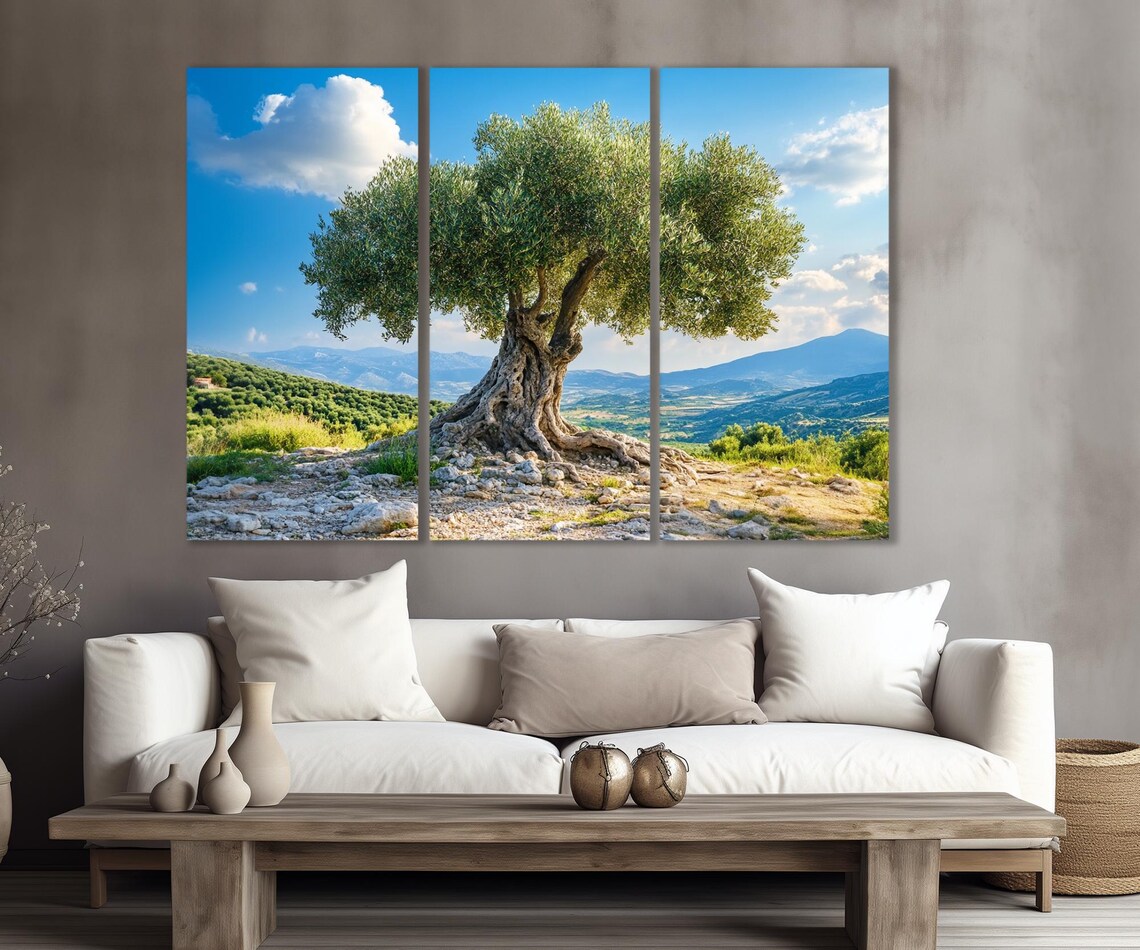 Ancient Olive Tree Painting Print Greek Nature Landscape Old Olive Tree Poster Olive Grove Print Ready To Hang - Image 4