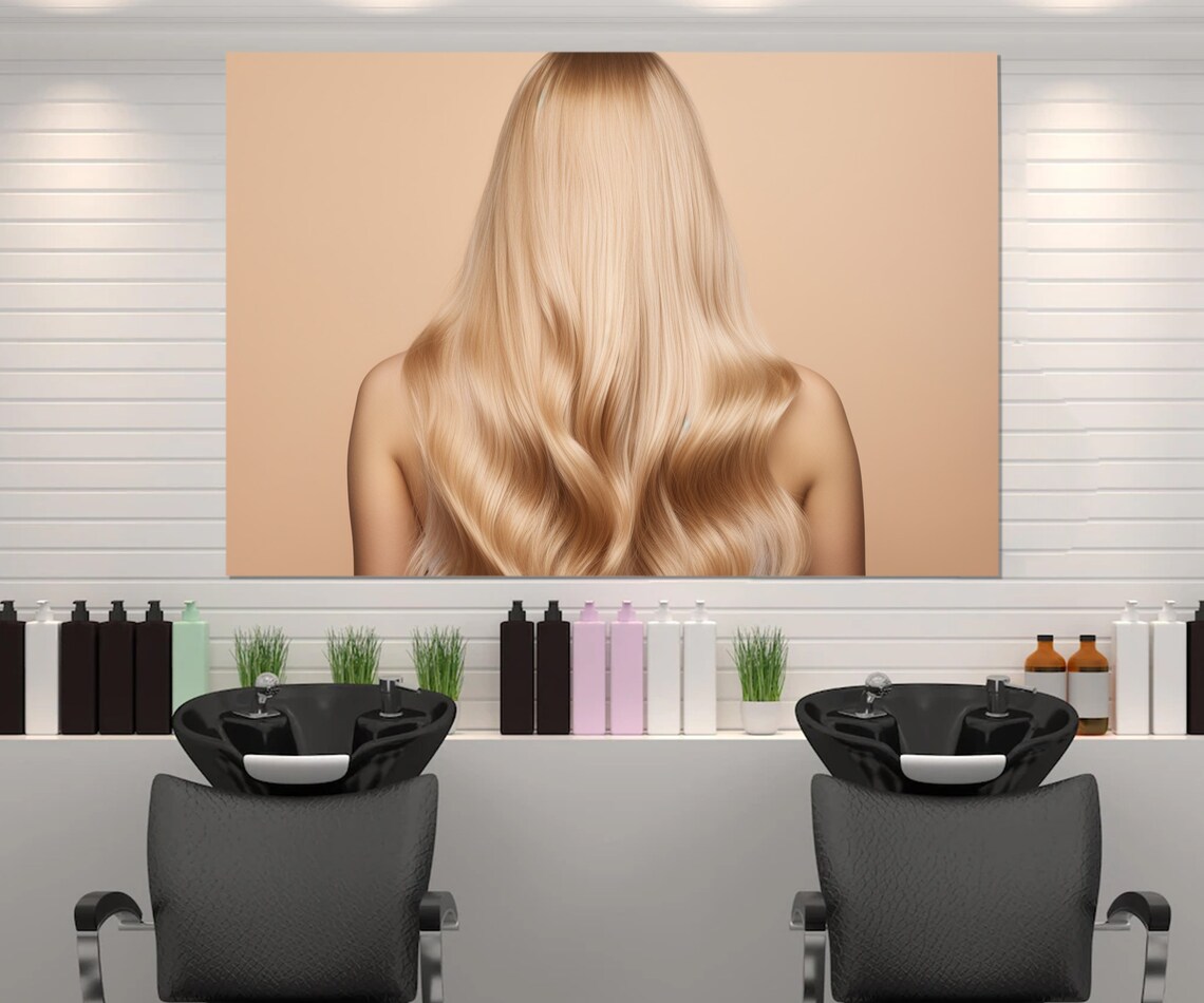 Beauty Saloon Wall Decor Fashion Art Beautiful Blond Hair Print Hairdresser Gift Framed And Ready To Hang - Image 4