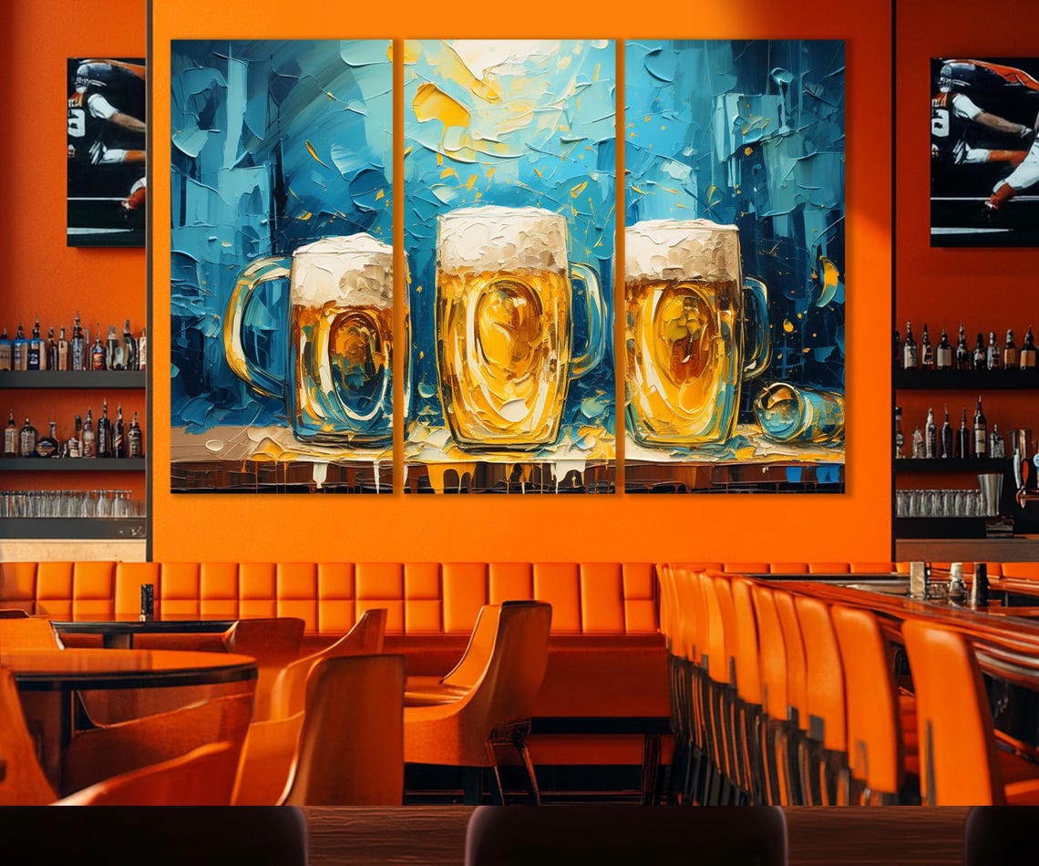 Retro Style Beer Painting Print Impressionist Beer Wall Art Pub Wall Decor Kitchen Decor Man Cave Decor Framed Ready To Hang - Image 4