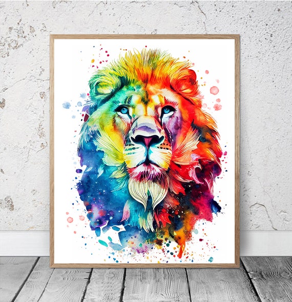 Watercolor Lion Art Print, Safari Nursery Decor