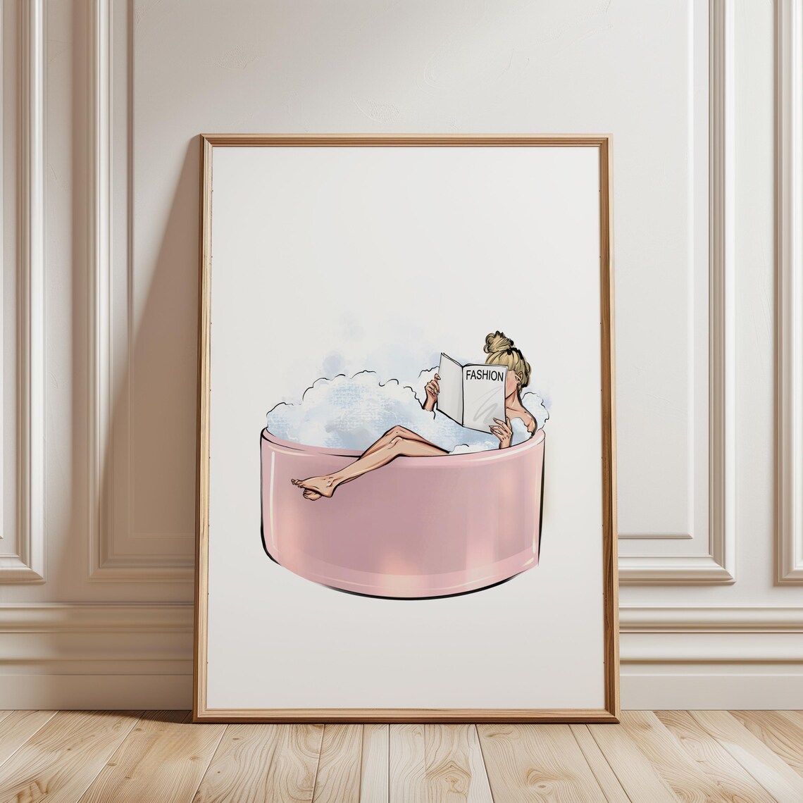Fashion Woman Relaxing In Bath, Reading Poster - Image 2