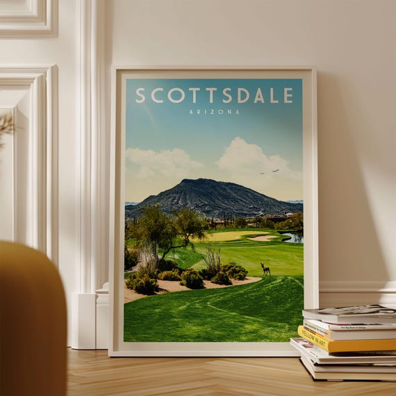 Scottsdale Arizona Travel Poster Print Desert Wall Art Gift