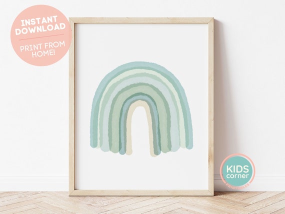 Green Rainbow Wall Art Rainbow Nursery Decor Instant Kids Wall Art Childrens Room Wall Art