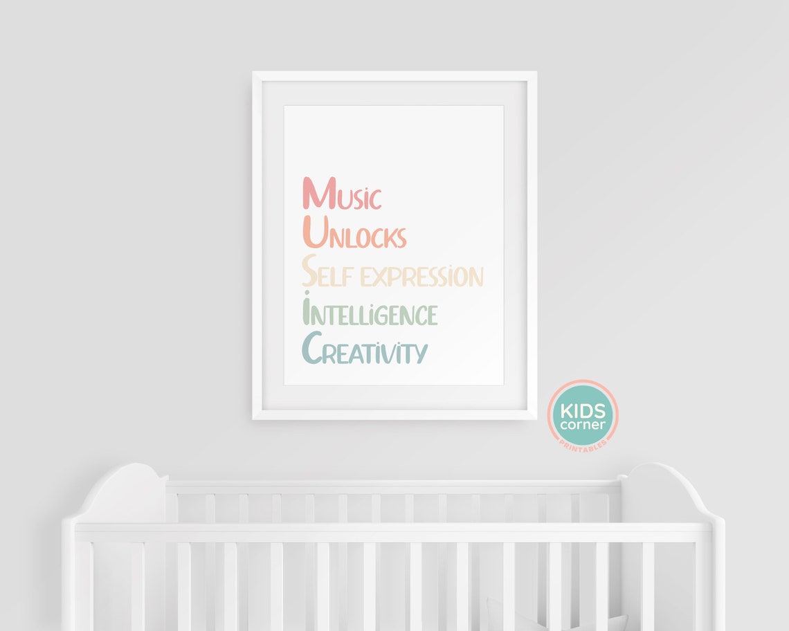 Music Unlocks Self Expression Creativity Colorful Kids Poster - Image 3