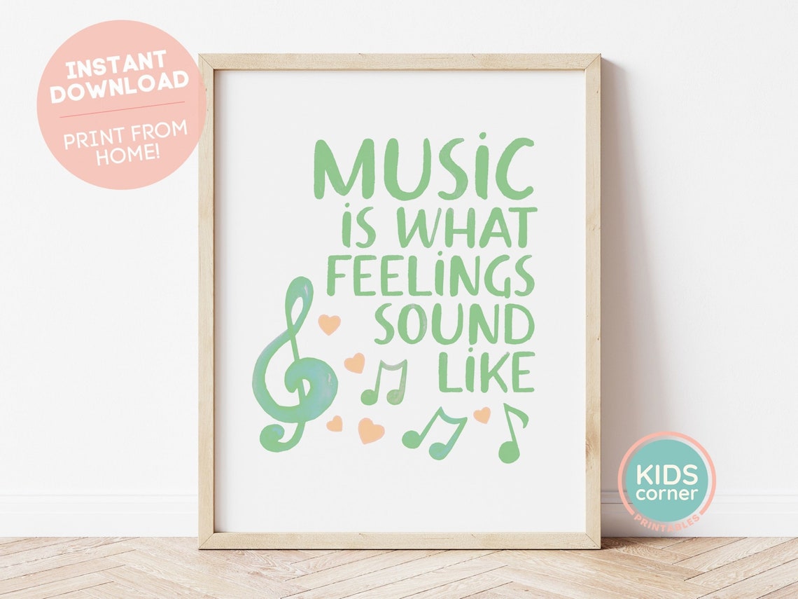 Music Is What Feelings Sound Like Mint Treble Clef Music Poster