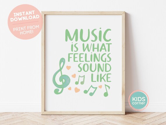Music Is What Feelings Sound Like Mint Treble Clef Music Poster