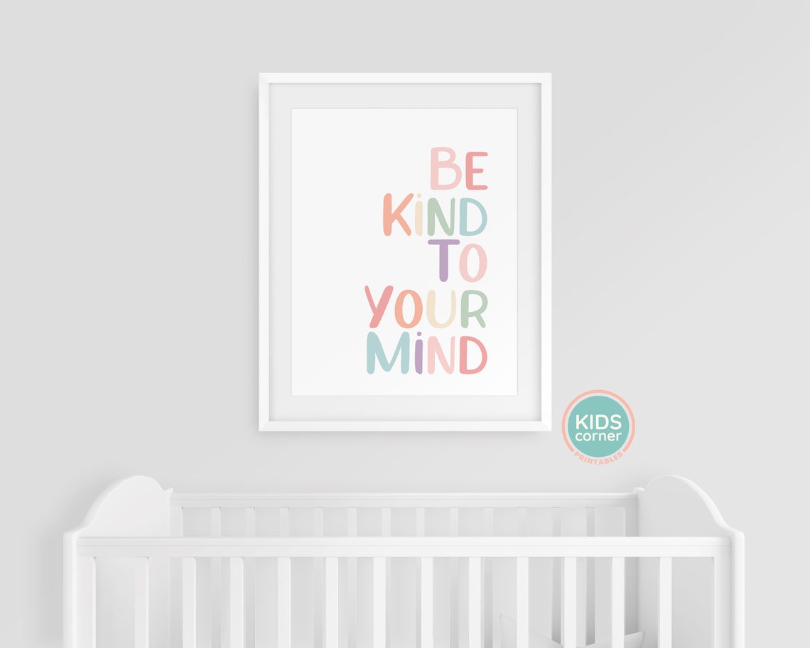 Be Kind To Your Mind Mindfulness Pastel Typography Quote Poster - Image 3