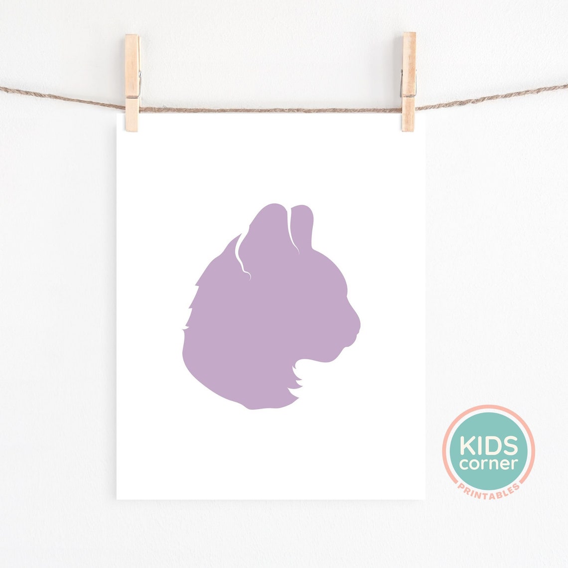Purple Cat Silhouette Poster Minimalist Pet Art Nursery Design - Image 2