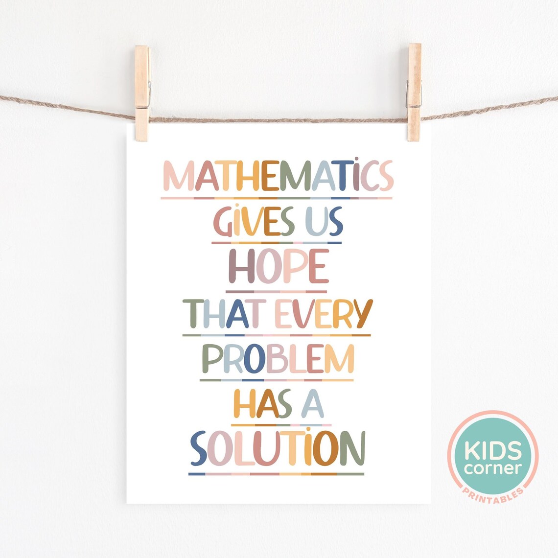 Mathematics Gives Us Hope Quote, Classroom Art Print - Image 2