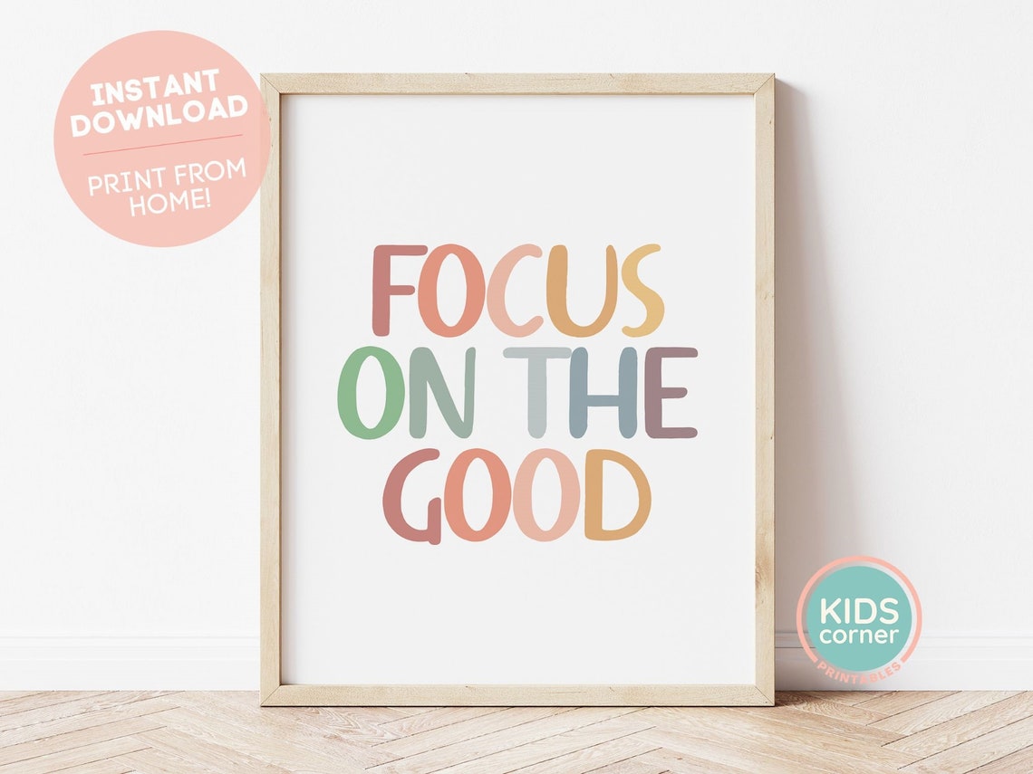 Focus On The Good Multicolor Pastel Hand Lettered Quote Poster