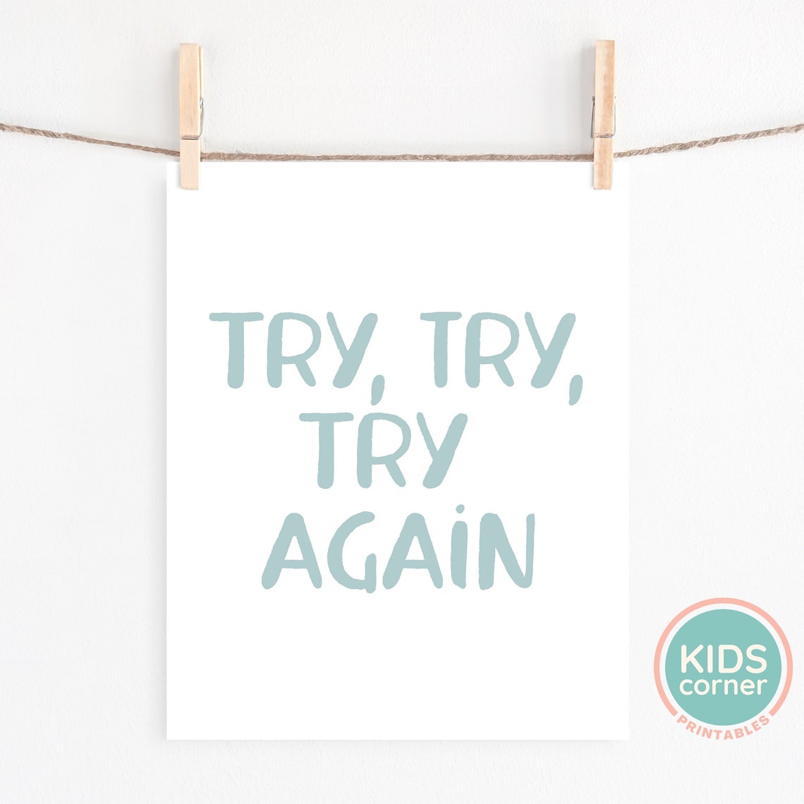Try Try Try Again Perseverance Encouragement Typography Poster - Image 2