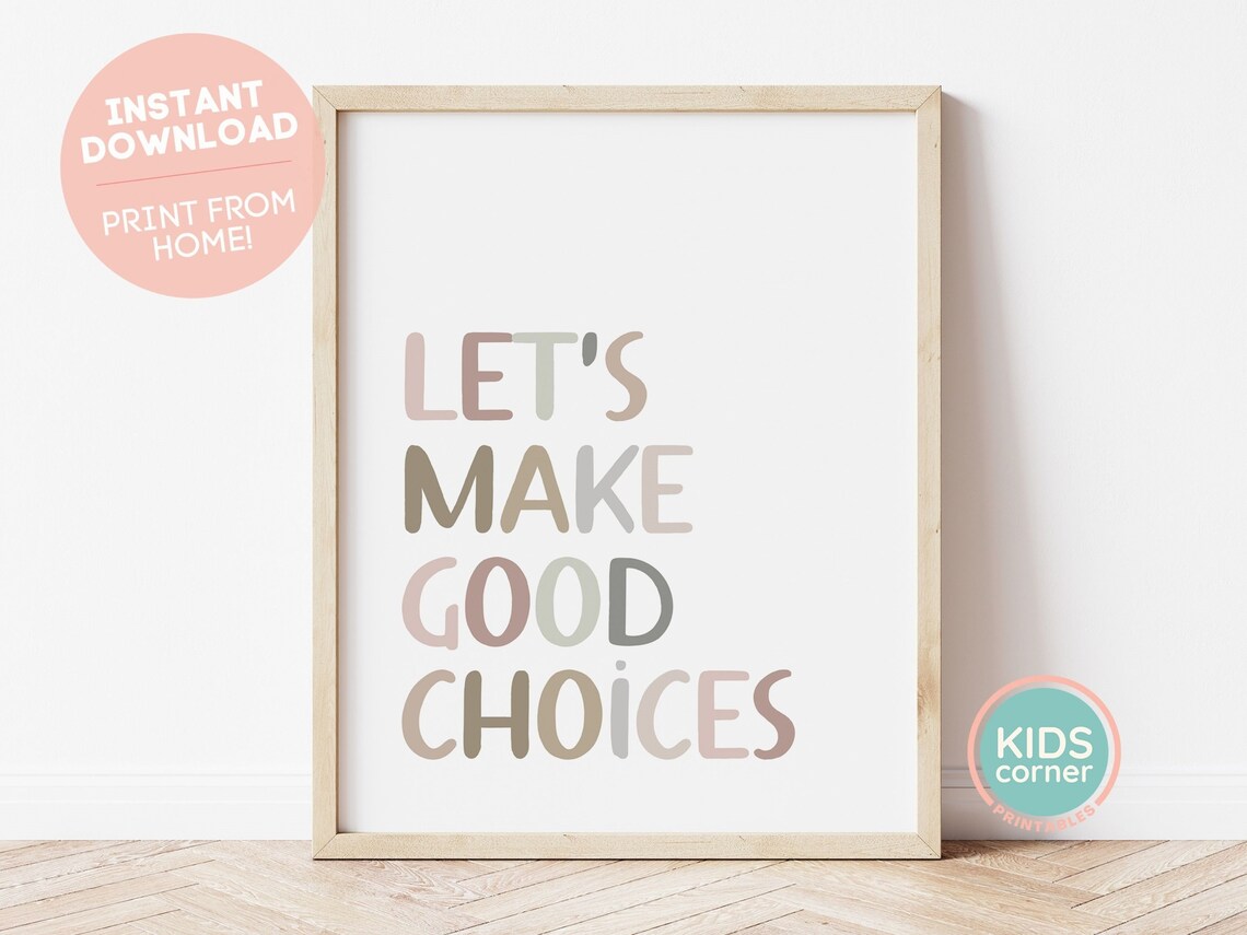 Let's Make Good Choices Boho Typography Art Print