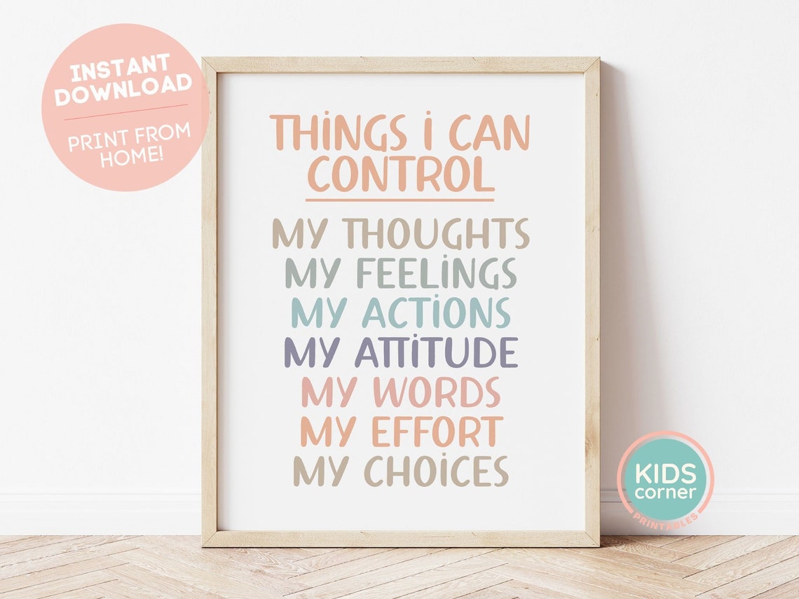 Things I Can Control My Thoughts Feelings Actions Affirmation Poster