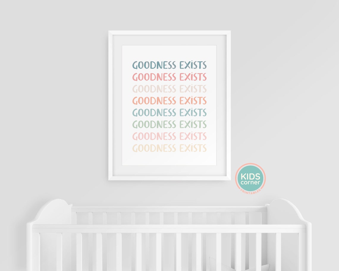 Goodness Exists Repeated Rainbow Pastel Affirmation Kids Poster - Image 3