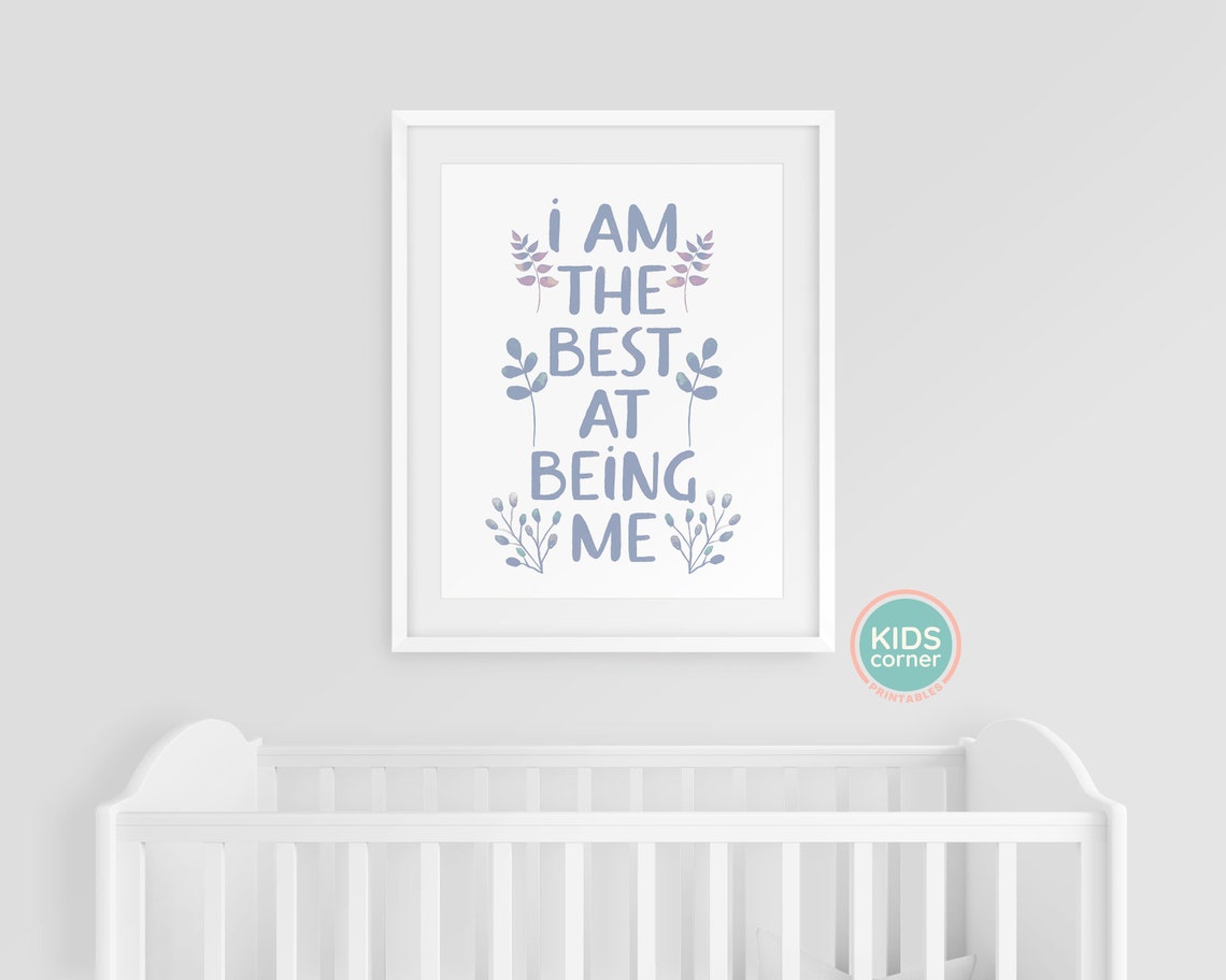 I Am The Best At Being Me Kids Self Love Botanical Quote Poster - Image 3