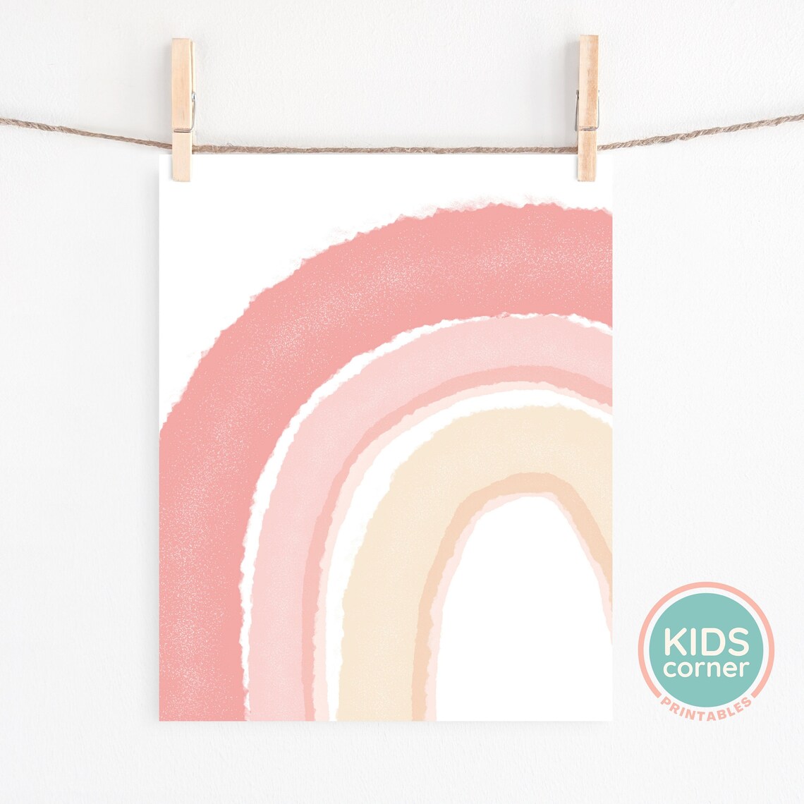 Blush Pink Watercolor Rainbow Arch Modern Nursery Kids Room Poster - Image 2