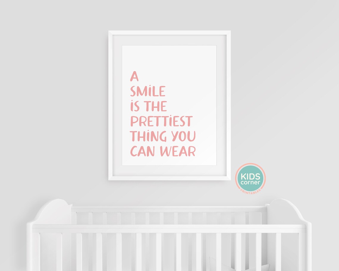 A Smile Is The Prettiest Thing You Can Wear Pink Lettering Poster - Image 3