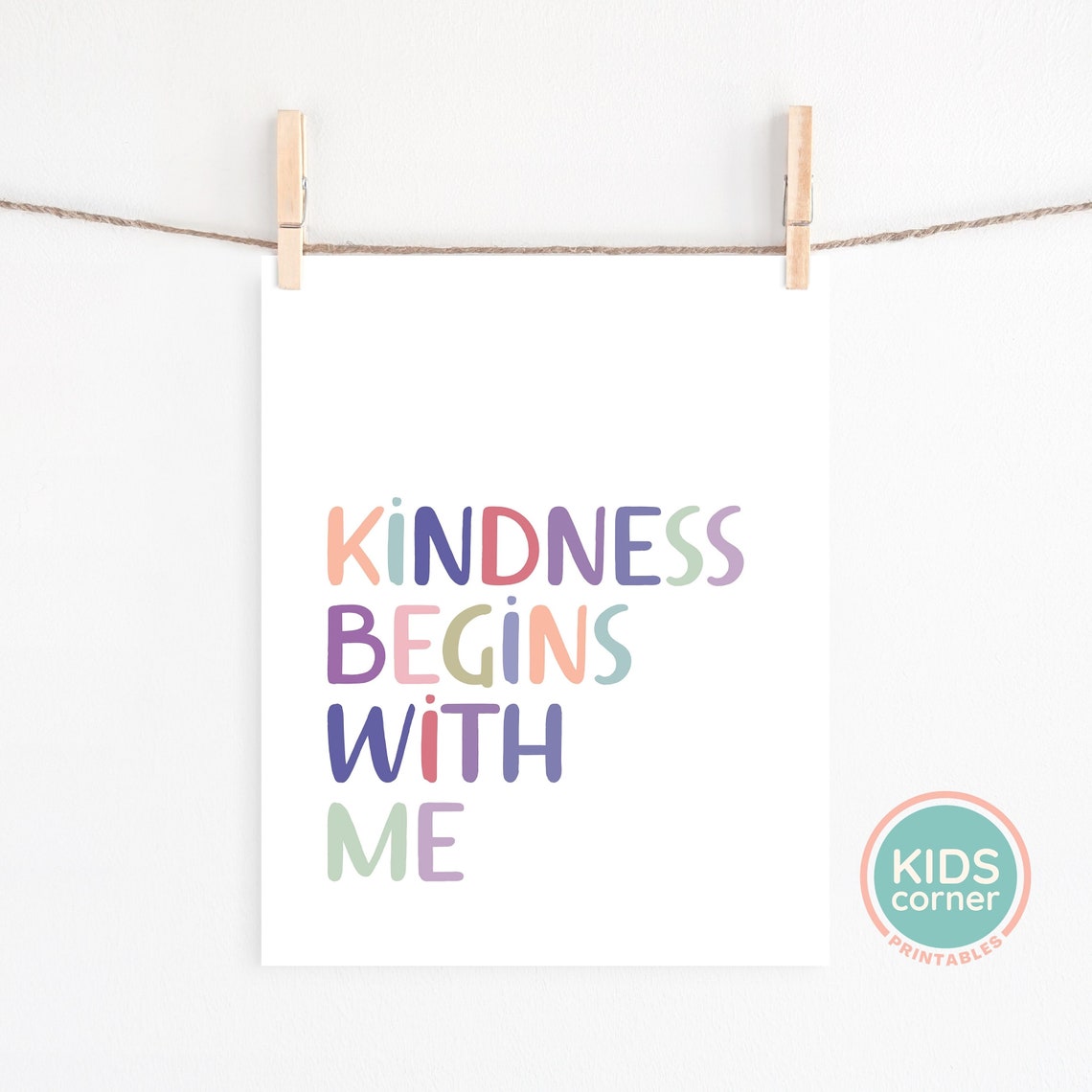 Kindness Begins With Me Colorful Pastel Typography Kids Poster - Image 2