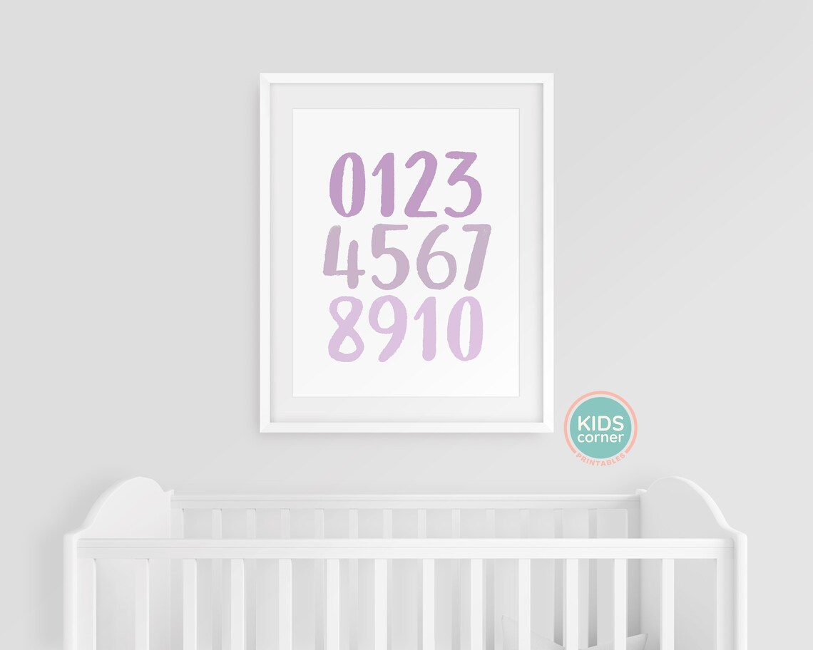 Lavender Numbers One To Ten Nursery Playroom Counting Learning Poster - Image 3
